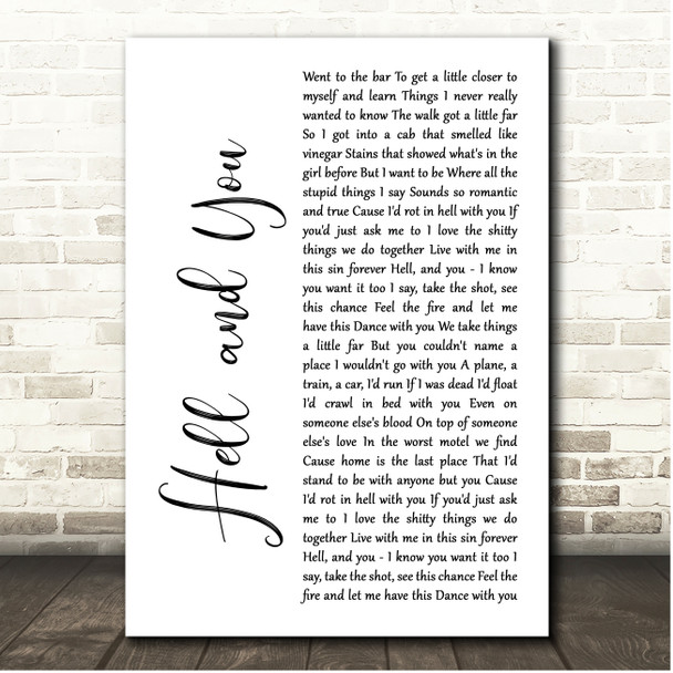Amigo the Devil Hell and You White Script Song Lyric Print