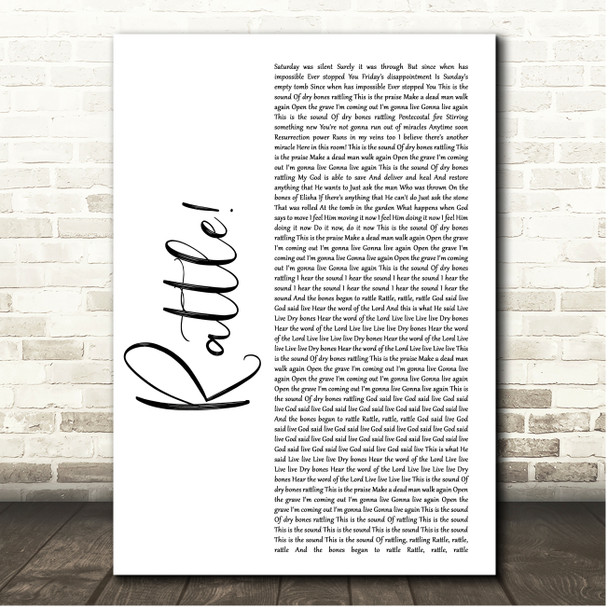 Elevation Worship RATTLE! White Script Song Lyric Print