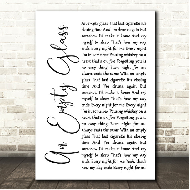 Gary Stewart An Empty Glass White Script Song Lyric Print