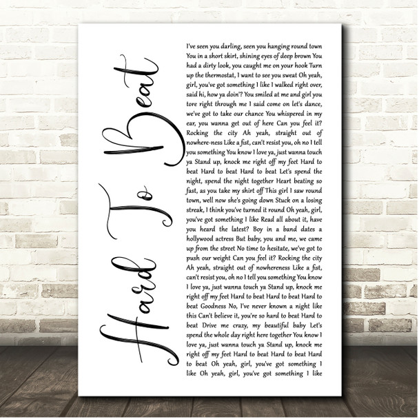 Hard-Fi Hard To Beat White Script Song Lyric Print