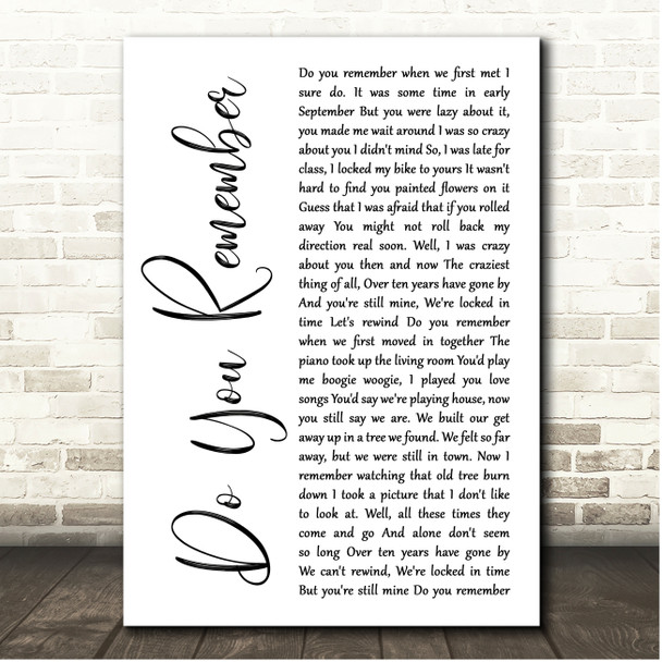 Jack Johnson Do You Remember White Script Song Lyric Print