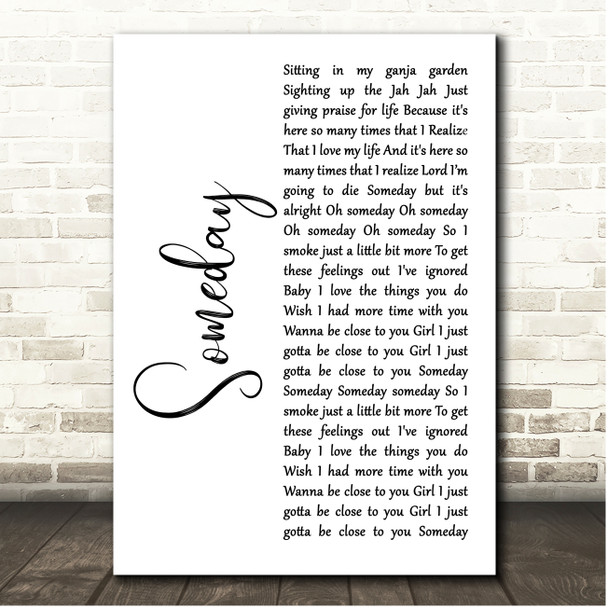 Josh Heinrichs Someday White Script Song Lyric Print