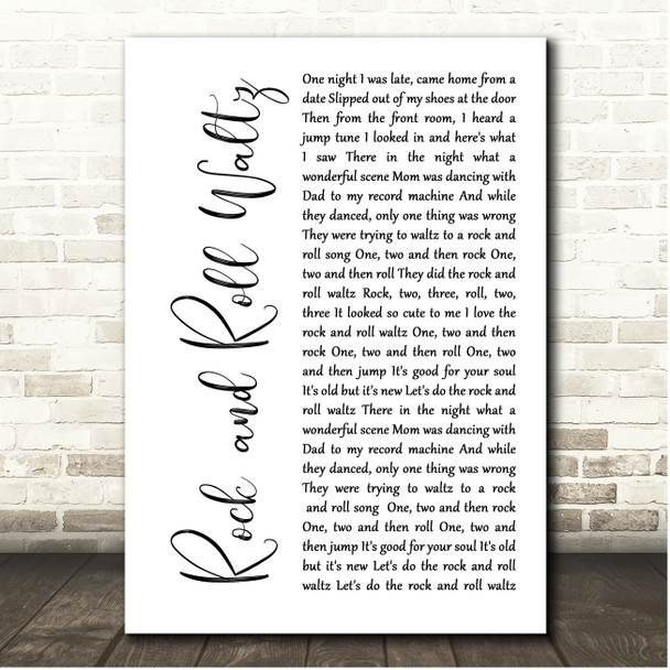 Kay Starr Rock and Roll Waltz White Script Song Lyric Print