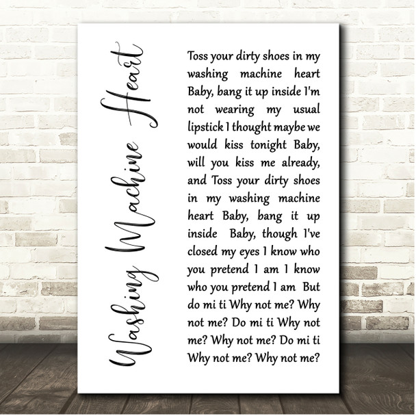 Mitski Washing Machine Heart White Script Song Lyric Print