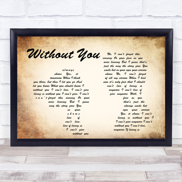 Harry Nilsson Without You Man Lady Couple Song Lyric Quote Print