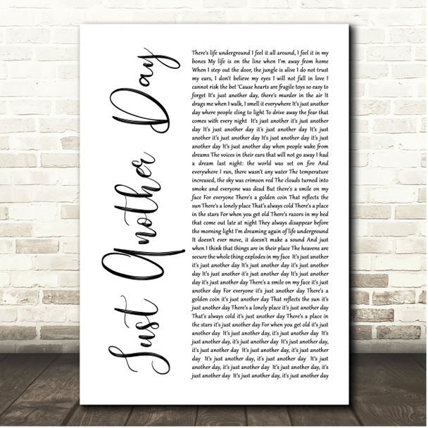 Oingo Boingo Just Another Day White Script Song Lyric Print