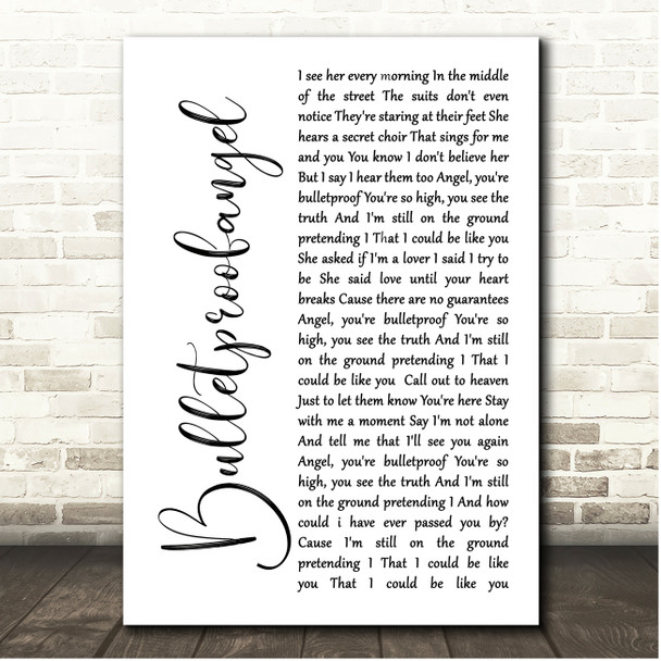 The Goo Goo Dolls Bulletproofangel White Script Song Lyric Print