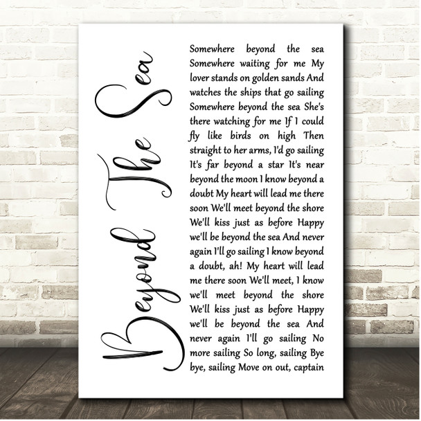 Bobby Darin Beyond The Sea White Script Song Lyric Print