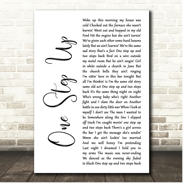 Bruce Springsteen One Step Up White Script Song Lyric Print