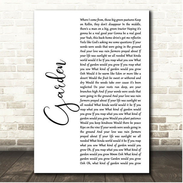 Carrie Underwood Garden White Script Song Lyric Print