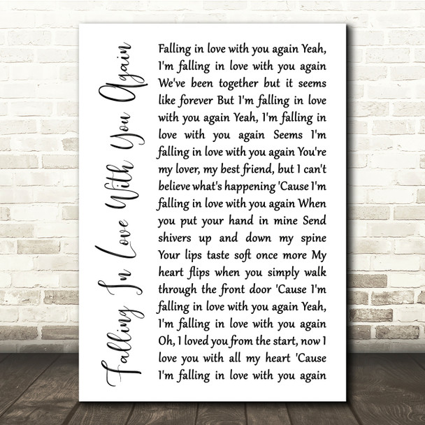 Imelda May Falling In Love With You Again White Script Song Lyric Quote Print