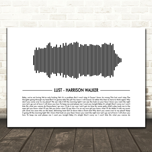 Harrison Walker Lust Sound Wave Minimal Song Lyric Print