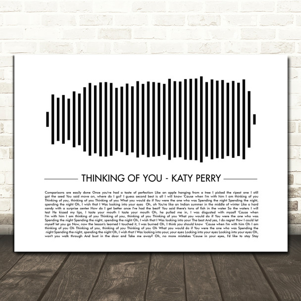 Katy Perry Thinking of You Sound Wave Minimal Song Lyric Print