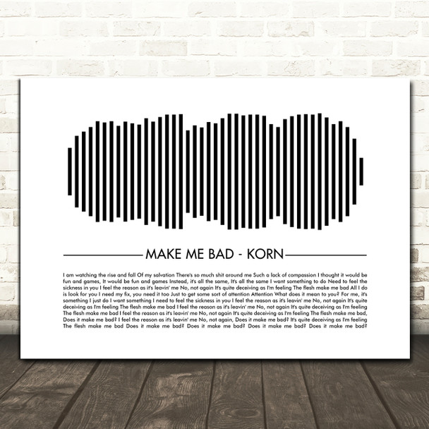 Korn Make Me Bad Sound Wave Minimal Song Lyric Print