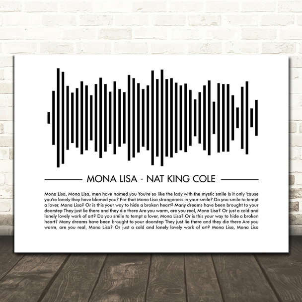 Nat King Cole Mona Lisa Sound Wave Minimal Song Lyric Print