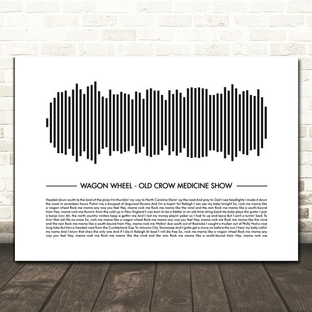 Old Crow Medicine Show Wagon Wheel Sound Wave Minimal Song Lyric Print