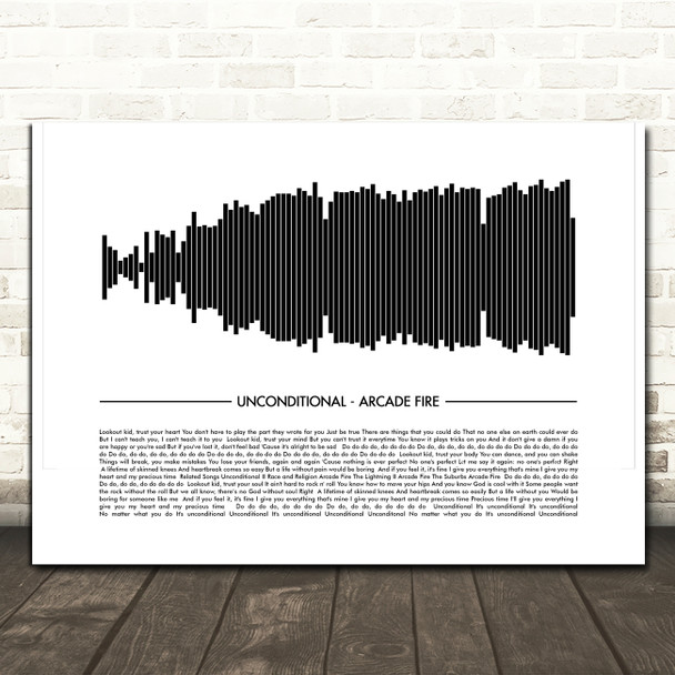 Arcade Fire Unconditional I Sound Wave Minimal Song Lyric Print