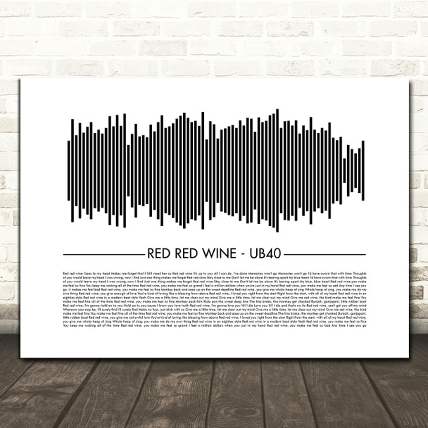 UB40 Red Red Wine Sound Wave Minimal Song Lyric Print