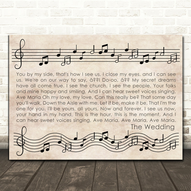 Julie Rogers The Wedding Vintage Music Notes Script Song Lyric Print