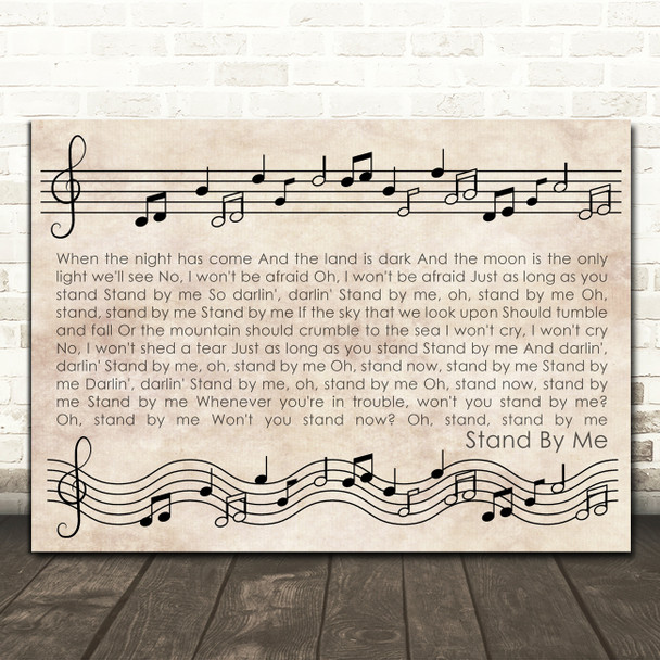 Ben E King Stand By Me Vintage Music Notes Script Song Lyric Print