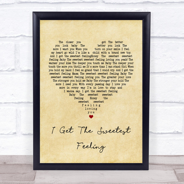 Jackie Wilson I Get The Sweetest Feeling Vintage Heart Song Lyric Quote Print