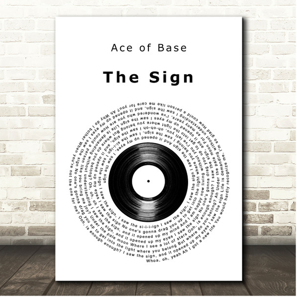 Ace of Base The Sign Vinyl Record Song Lyric Print