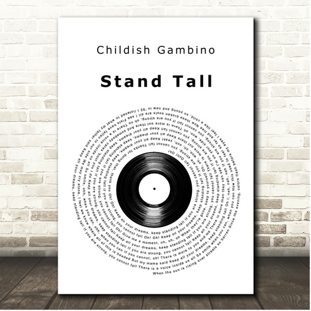 Childish Gambino Stand Tall Vinyl Record Song Lyric Print