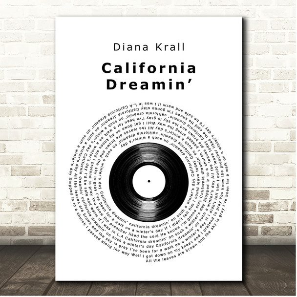 Diana Krall California Dreamin Vinyl Record Song Lyric Print