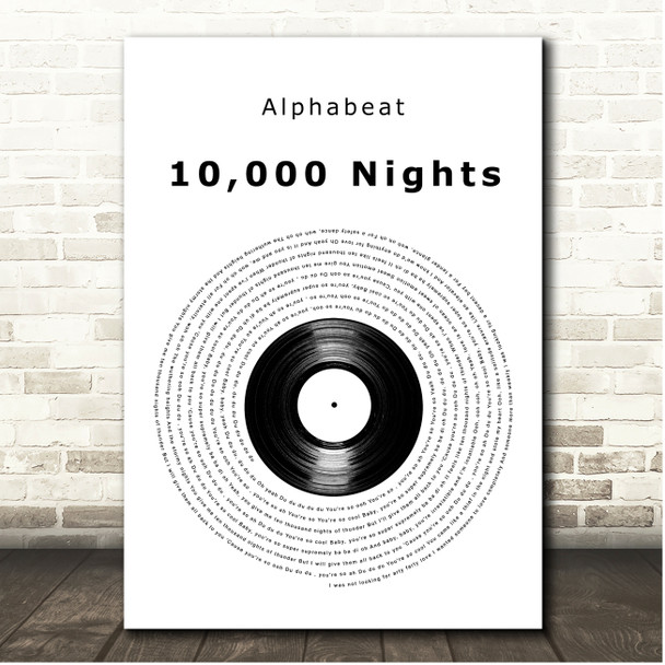 Alphabeat 10,000 Nights Vinyl Record Song Lyric Print