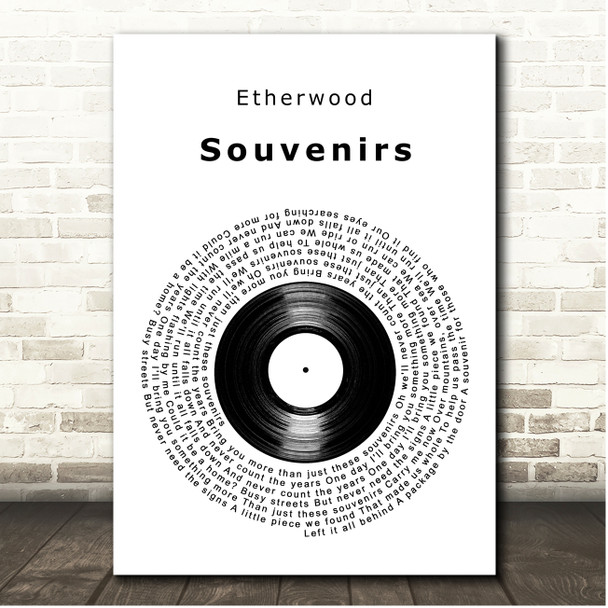 Etherwood Souvenirs Vinyl Record Song Lyric Print