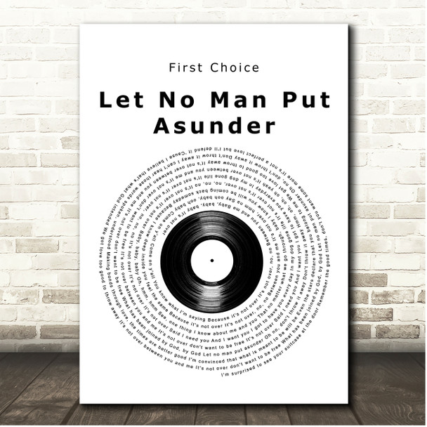 First Choice Let No Man Put Asunder Vinyl Record Song Lyric Print
