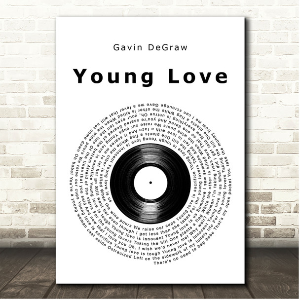 Gavin DeGraw Young Love Vinyl Record Song Lyric Print