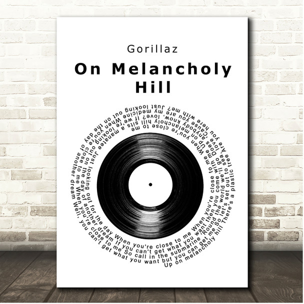 Gorillaz On Melancholy Hill Vinyl Record Song Lyric Print