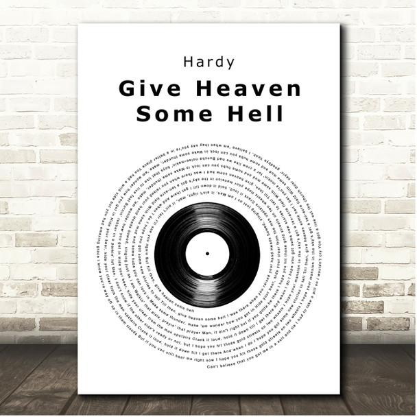 Hardy Give Heaven Some Hell Vinyl Record Song Lyric Print