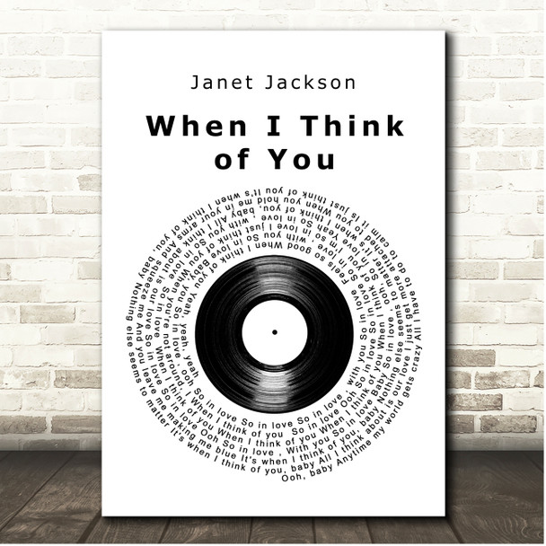 Janet Jackson When I Think of You Vinyl Record Song Lyric Print