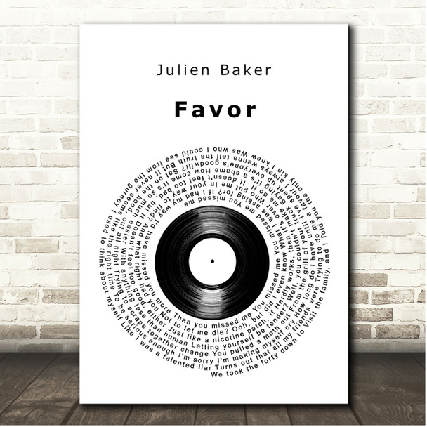 Julien Baker Favor Vinyl Record Song Lyric Print