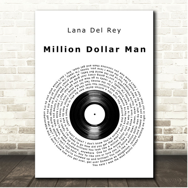 Lana Del Rey Million Dollar Man Vinyl Record Song Lyric Print