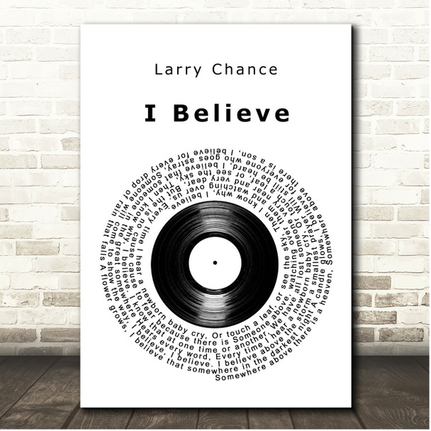 Larry Chance I Believe Vinyl Record Song Lyric Print
