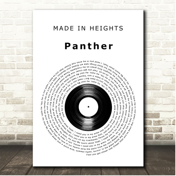 MADE IN HEIGHTS Panther Vinyl Record Song Lyric Print