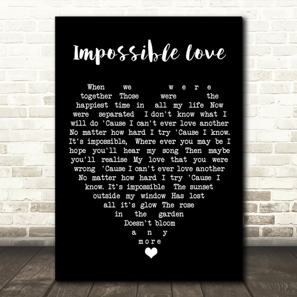 Impossible Love UB40 Black Heart Quote Song Lyric Print