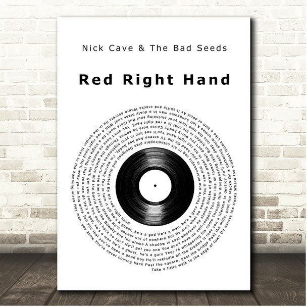 Nick Cave & The Bad Seeds Red Right Hand Vinyl Record Song Lyric Print