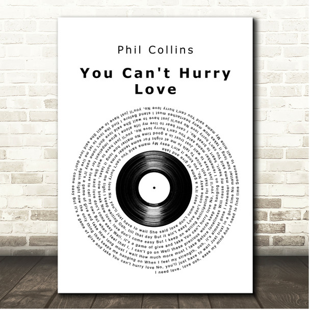Phil Collins You Can't Hurry Love Vinyl Record Song Lyric Print