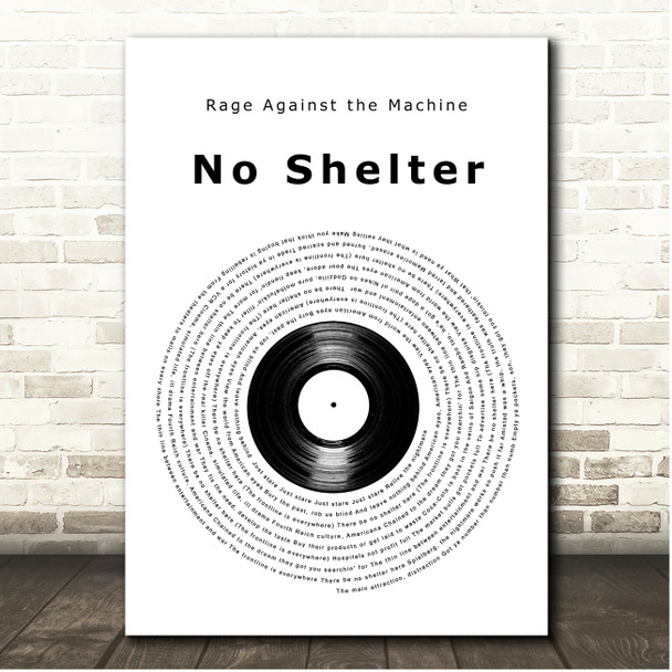 Rage Against the Machine No Shelter Vinyl Record Song Lyric Print