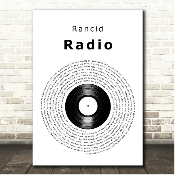 Rancid Radio Vinyl Record Song Lyric Print