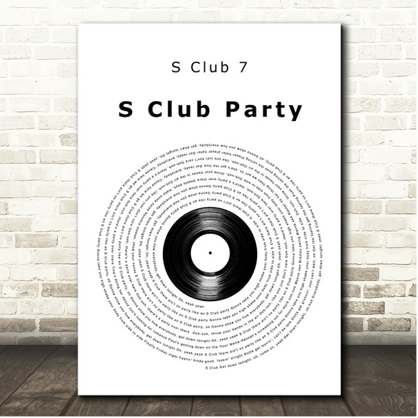 S Club 7 S Club Party Vinyl Record Song Lyric Print