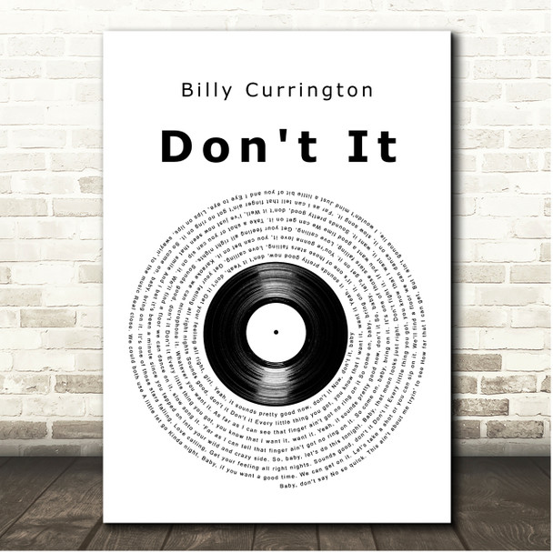 Billy Currington Don't It Vinyl Record Song Lyric Print