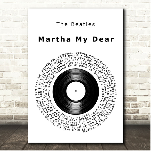 The Beatles Martha My Dear Vinyl Record Song Lyric Print