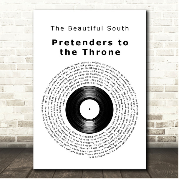 The Beautiful South Pretenders to the Throne Vinyl Record Song Lyric Print