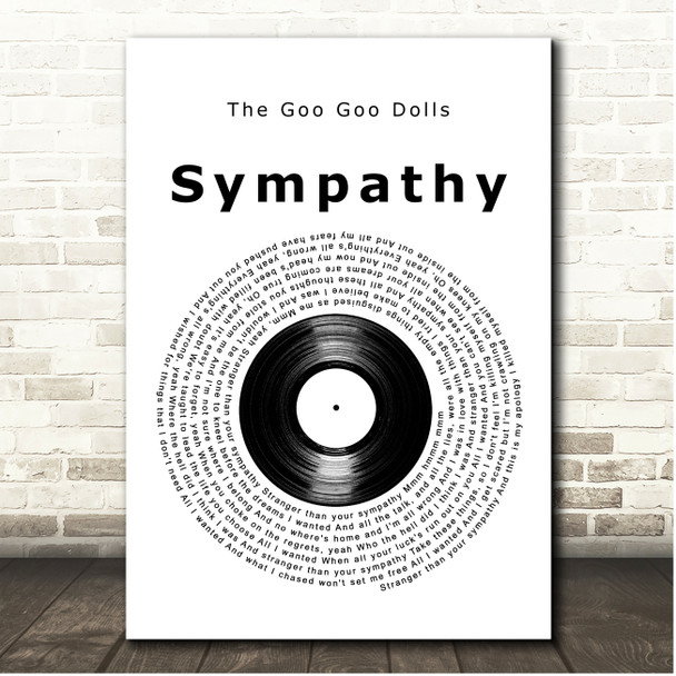 The Goo Goo Dolls Sympathy Vinyl Record Song Lyric Print