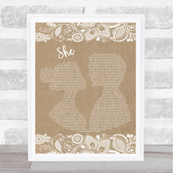 Jen foster She Burlap & Lace Song Lyric Quote Print